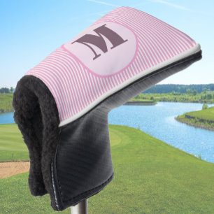 Pink preppy stripe personalised monogram ladies golf head cover