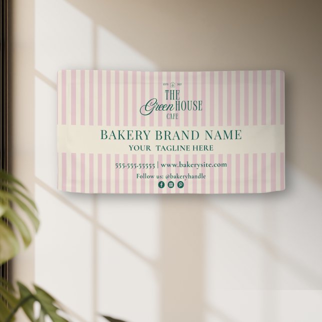Pink Preppy Stripes Bakery Logo Event Display  Banner (Creator Uploaded)