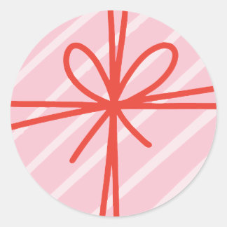 Pink Present Circle Sticker 
