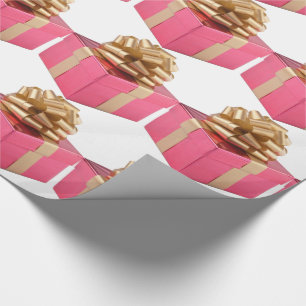 Pink Present Gold Bow Gift Wrapping Paper