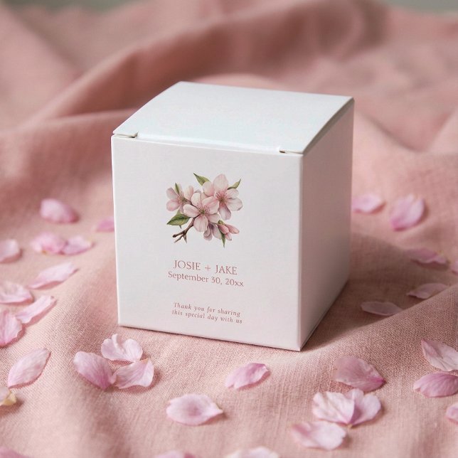 Pink pretty cherry blossom flower favour box (Pink pretty cherry blossom flower favor boxes.)