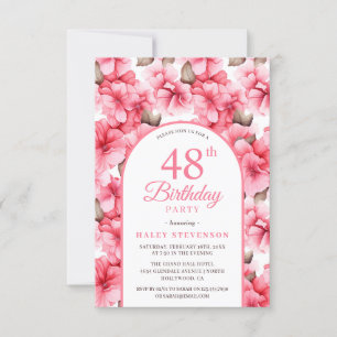 Pink Pretty Garden Floral Arch Chic 48th Birthday Invitation