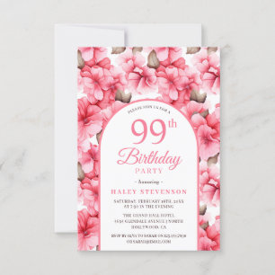 Pink Pretty Garden Floral Arch Chic 99th Birthday Invitation
