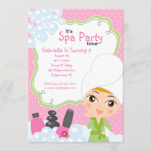 Pink Pretty Girl Spa Birthday Party Invitation