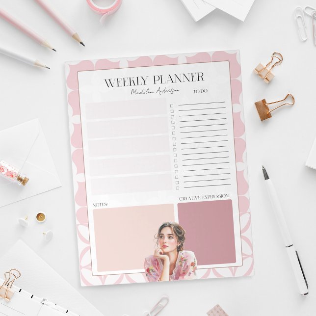 Pink Pretty Girly Weekly Planner Notepad (Creator Uploaded)
