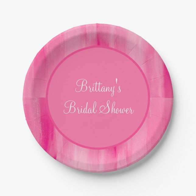Pink Pretty Personalised Paper Plates (Front)