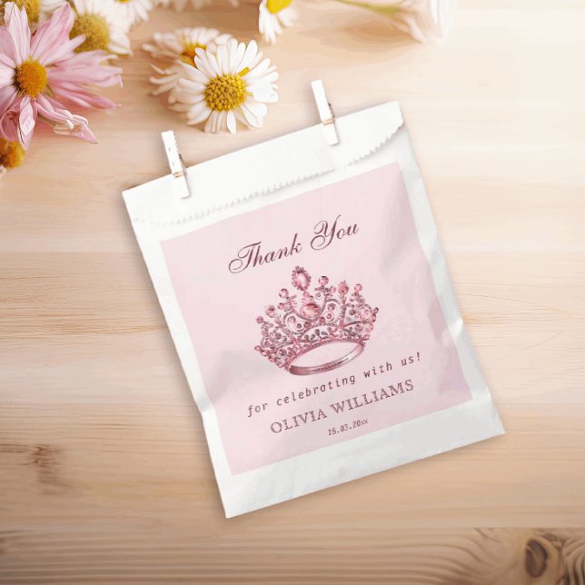 Pink Pretty Princess Crown Birthday Girl Favour Bag (Creator Uploaded)