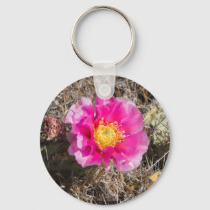 Pink Prickly Pear Key Ring