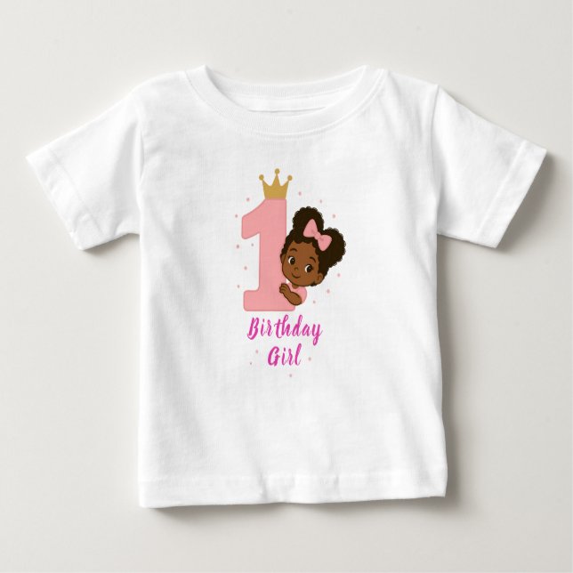Pink Princess 1st Birthday Design Baby T-Shirt (Front)