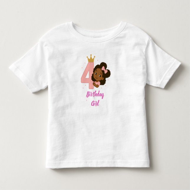 Pink Princess 4th Birthday Design Toddler T-Shirt (Front)
