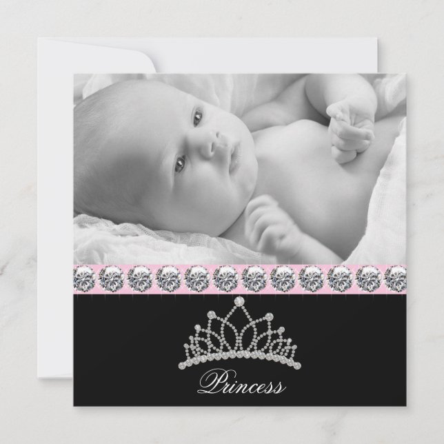 Pink Princess Baby Birth Announcements (Front)