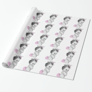 Pink Princess Baby Girl Shower Wrapping Paper
