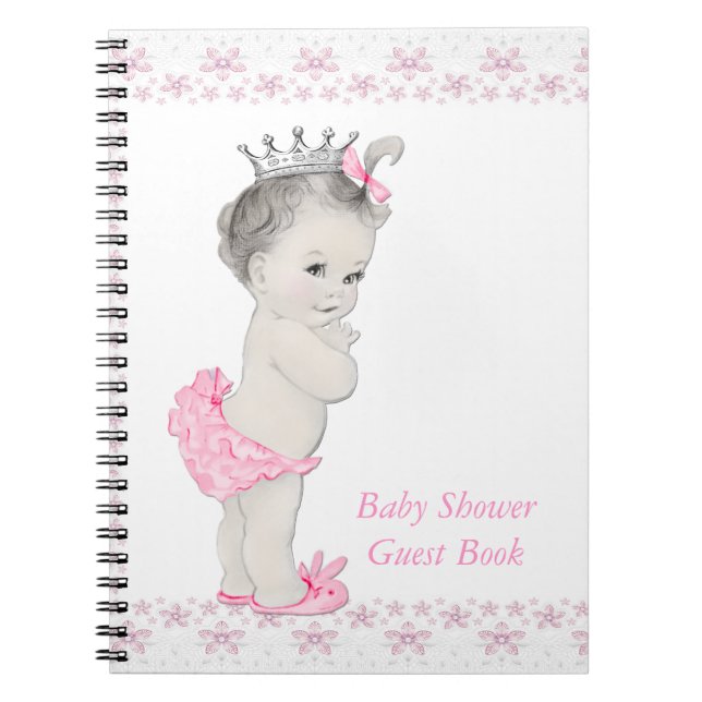 Pink Princess Baby Shower Guest Book (Front)