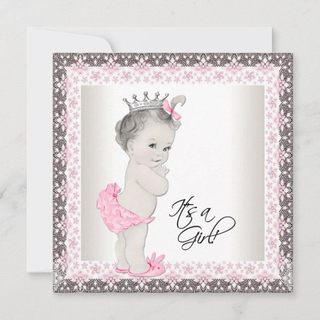 Pink Princess Baby Shower Invitations (Front)