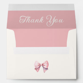 Pink Princess Bear Bow Baby Shower Thank You Envelope