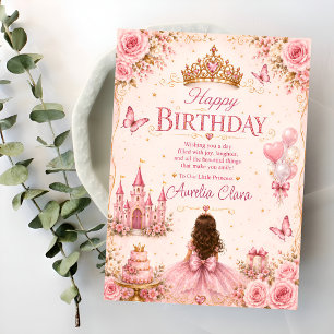 Pink Princess Birthday Greeting Card
