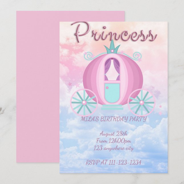 PINK PRINCESS BIRTHDAY INVITATION (Front/Back)
