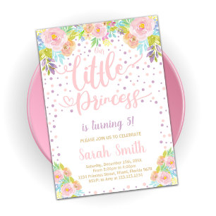 Pink Princess Birthday Invitations