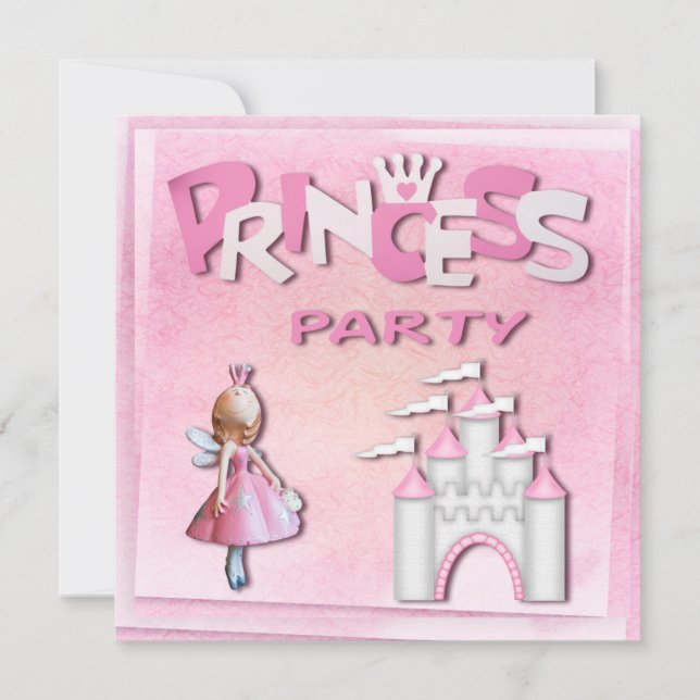 Pink Princess Birthday Party Cupcake & Castle Invitation (Front)