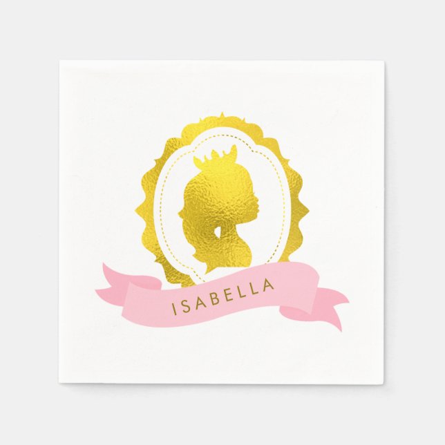 Pink Princess Cameo Birthday Napkin (Front)