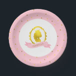 Pink Princess Cameo Birthday Paper Plate<br><div class="desc">Adorable princess girl birthday party collection.</div>