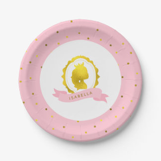 Pink Princess Cameo Birthday Paper Plate