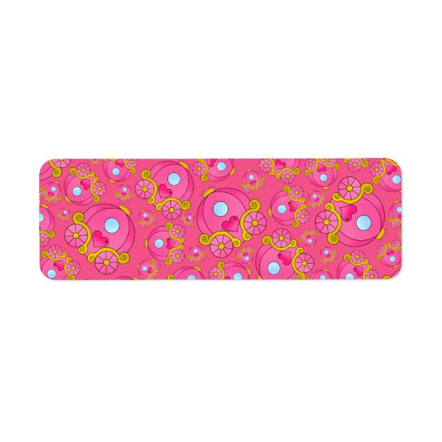 Pink princess carriage pattern return address label (Front)