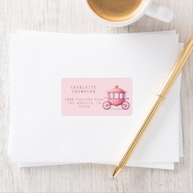 Pink Princess Carriage Return Address Labels (Insitu)
