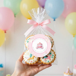  Pink Princess Carriage Round Baby Shower  Classic Round Sticker