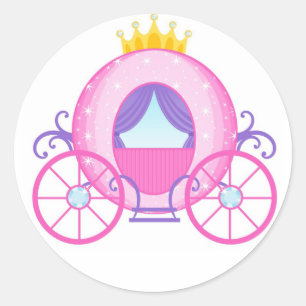 Pink Princess Carriage Sticker!  Great Girl Gift! Classic Round Sticker