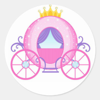 Pink Princess Carriage Sticker!  Great Girl Gift! Classic Round Sticker