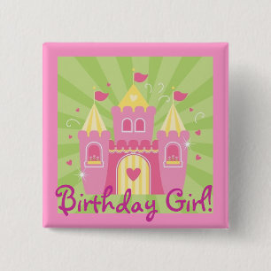 Pink Princess Castle 15 Cm Square Badge