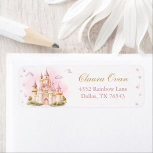 Pink Princess Castle Birthday Party Address Label Return Address Label