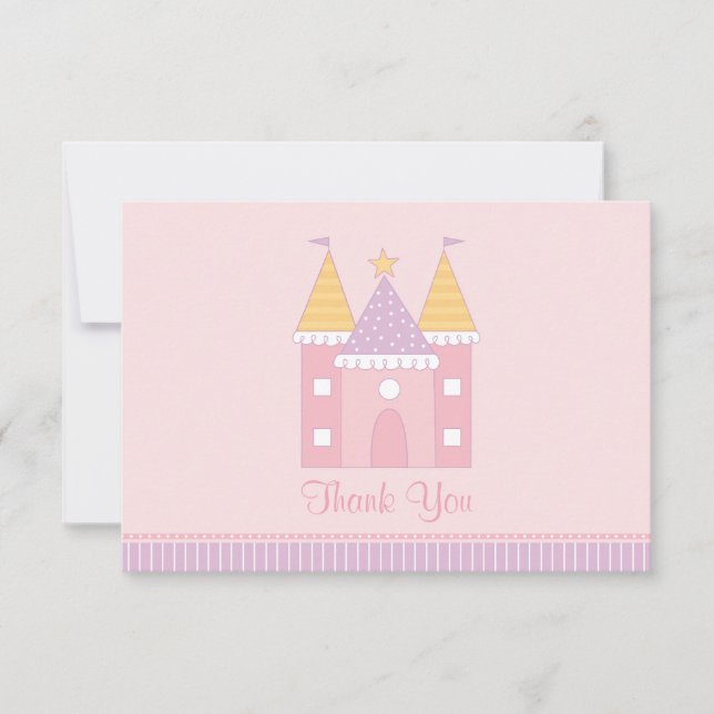 Pink Princess Castle Girls Birthday Party Card (Front)
