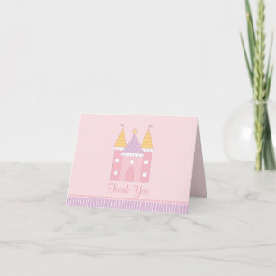 Pink Princess Castle   Girls Birthday Party Thank You Card
