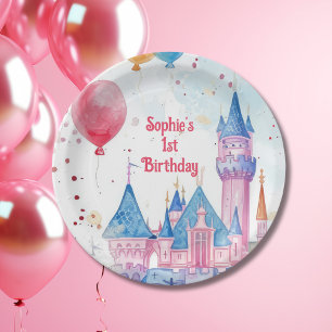 Pink Princess Castle  Paper Plate