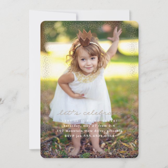 Pink Princess Confetti Birthday Invitation (Front)