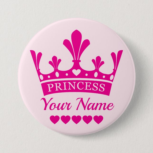 Pink Princess Crown 7.5 Cm Round Badge (Front)