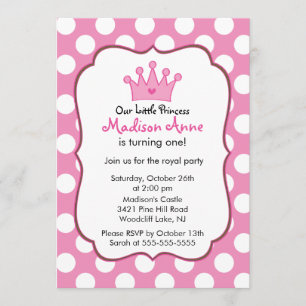 Pink Princess Crown Birthday Party Invitation