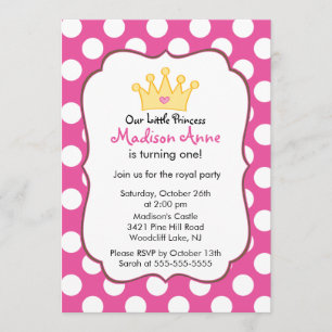 Pink Princess Crown Birthday Party Invitation