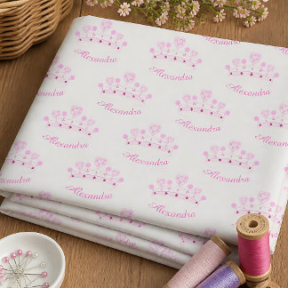Pink Princess Crown Custom Name Fabric