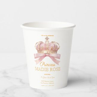 Pink Princess Crown Fairytale Birthday Paper Cups