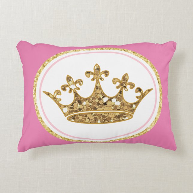 Pink princess crown gold Custom Pillow (Front)