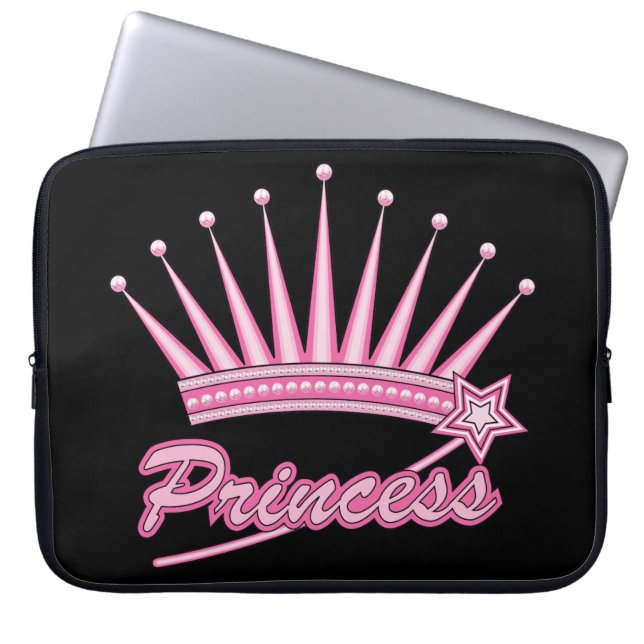 Pink Princess Crown Laptop Sleeve (Front)