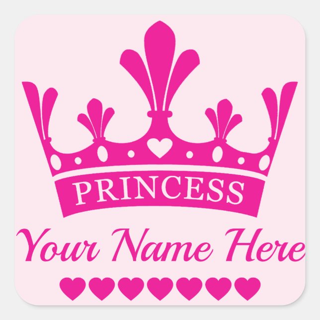 Pink Princess Crown Square Sticker (Front)