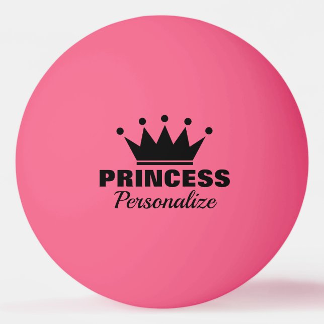 Pink princess crown table tennis ping pong ball (Front)