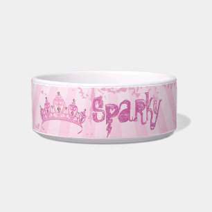 Pink Princess Crown Tiara Jewelled Pet Food Bowl