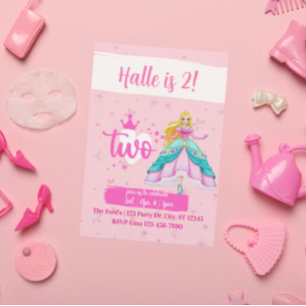 Pink Princess Doll, 2nd Birthday Invitation