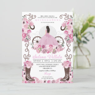 Pink Princess Dress & Boots Quinceañera Invitation