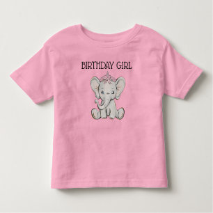 Pink Princess Elephant Child's Birthday Girl  Toddler T-Shirt